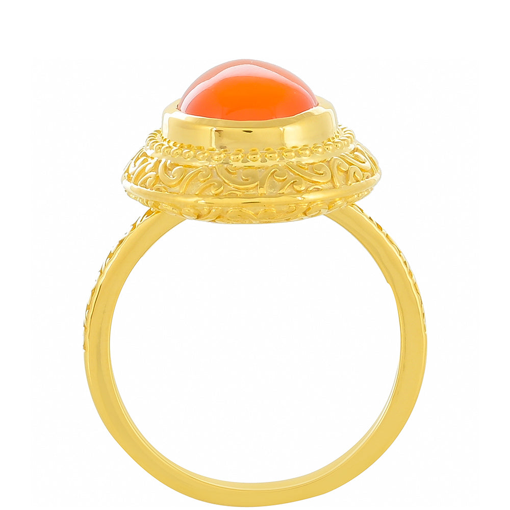 Arannyal Bevont Ezüst Gyűrű Karneollal