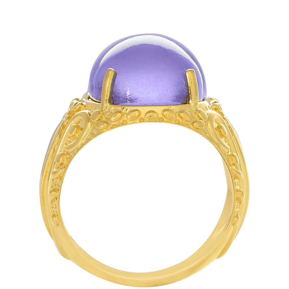 Arannyal Bevont Ezüst Gyűrű Lila Holdkővel
