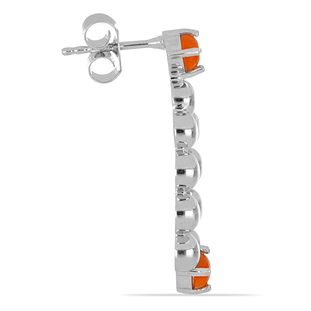 Ezüst Fülbevaló Narancs-Tűzopállal