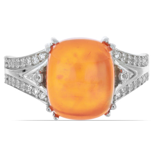 Ezüst Gyűrű Lega Dembi Narancs Opállal és Fehér Topázzal