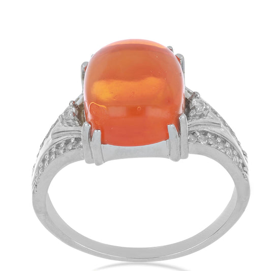 Ezüst Gyűrű Lega Dembi Narancs Opállal és Fehér Topázzal