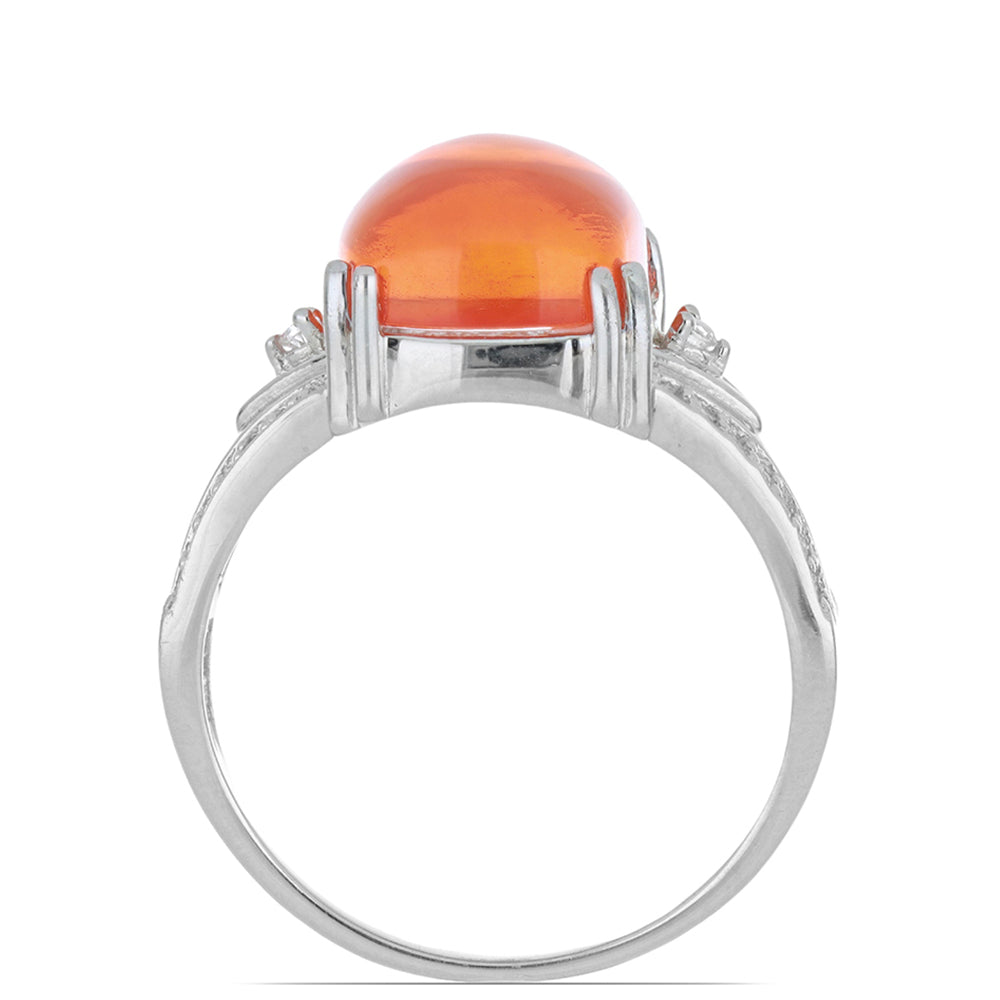 Ezüst Gyűrű Lega Dembi Narancs Opállal és Fehér Topázzal