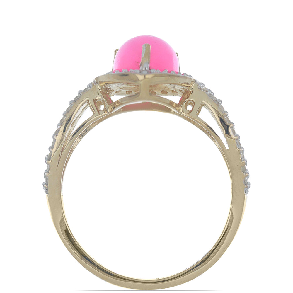 Arannyal Bevont Ezüst Gyűrű Rózsaszínű Opállal és Fehér Topázzal