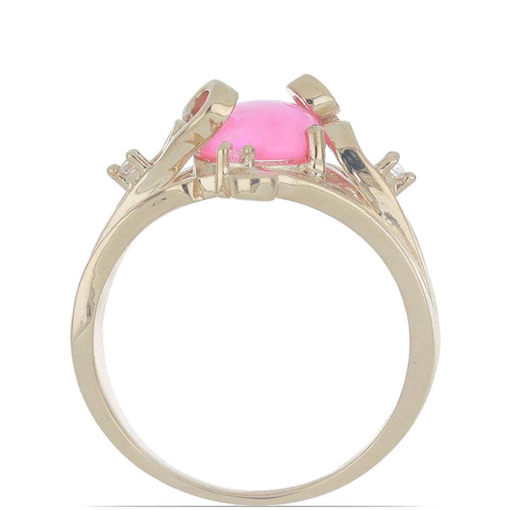 Arannyal Bevont Ezüst Gyűrű Rózsaszínű Opállal és Fehér Topázzal