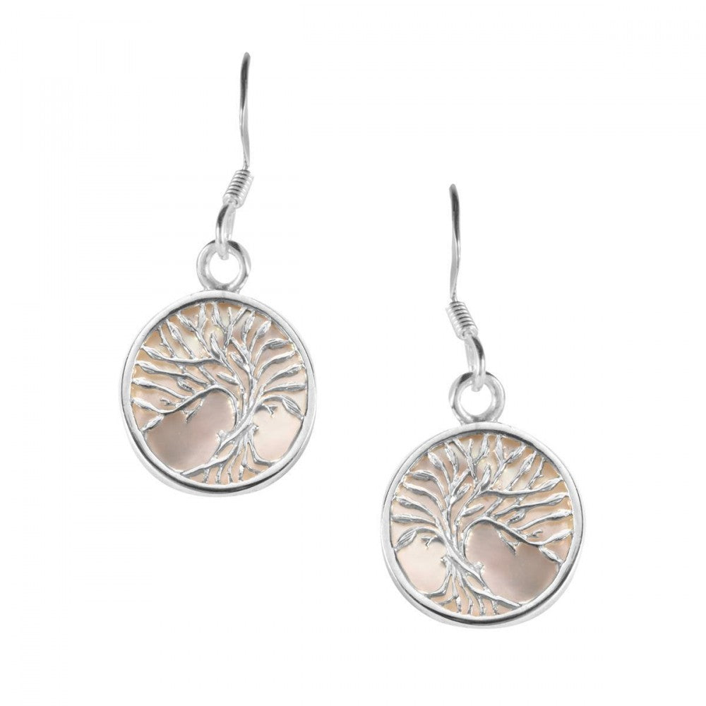 Arannyal Bevont Ezüst Fülbevaló Rózsaszínű Gyöngyházzal