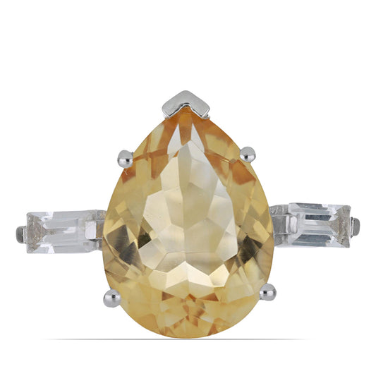 Ezüst Gyűrű Ural Citrinnel és Fehér Topázzal
