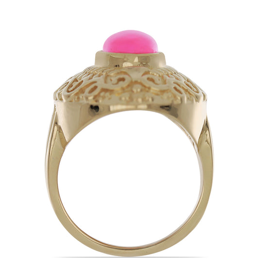 Arannyal Bevont Ezüst Gyűrű Lega Dembi Etiópiai Rózsaszínű Opállal