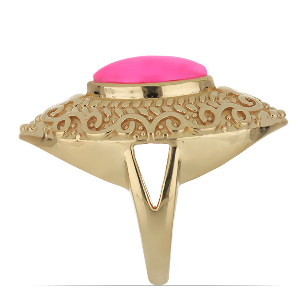 Arannyal Bevont Ezüst Gyűrű Lega Dembi Etiópiai Rózsaszínű Opállal