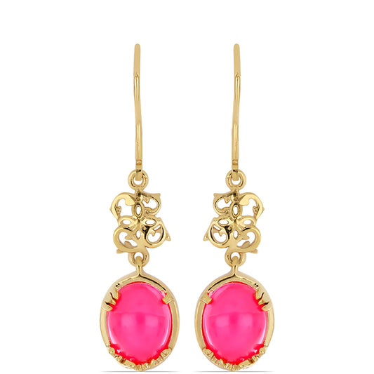 Arannyal Bevont Ezüst Fülbevaló Lega Dembi Etiópiai Rózsaszínű Opállal