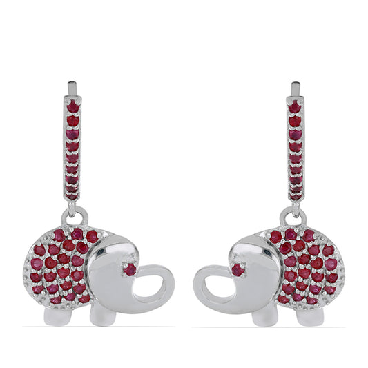 Ezüst Fülbevaló Madagaszkári Rubinnal