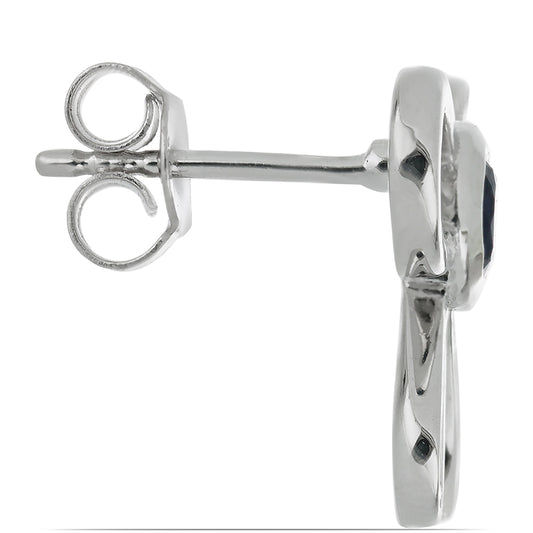 Ezüst Fülbevaló Kék Zafírral