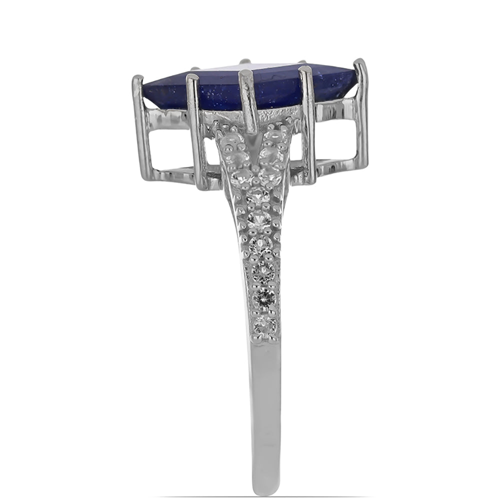Ezüst Gyűrű Kék Zafírral és Fehér Topázzal