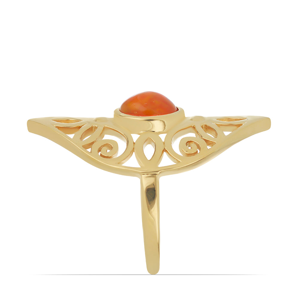 Arannyal Bevont Ezüst Gyűrű Lega Dembi Narancs Opállal