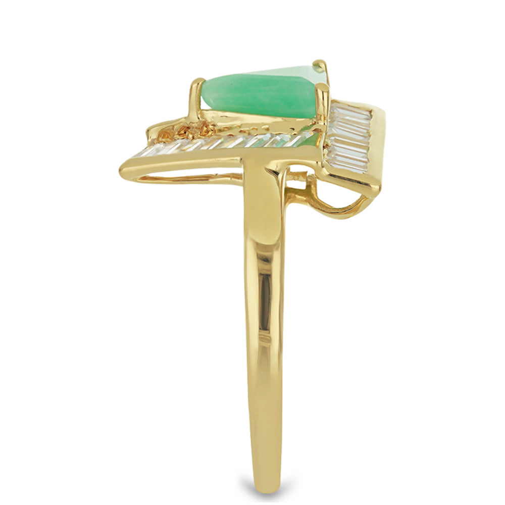 Arannyal Bevont Ezüst Gyűrű Brazil Smaragddal és Fehér Cirkónnal