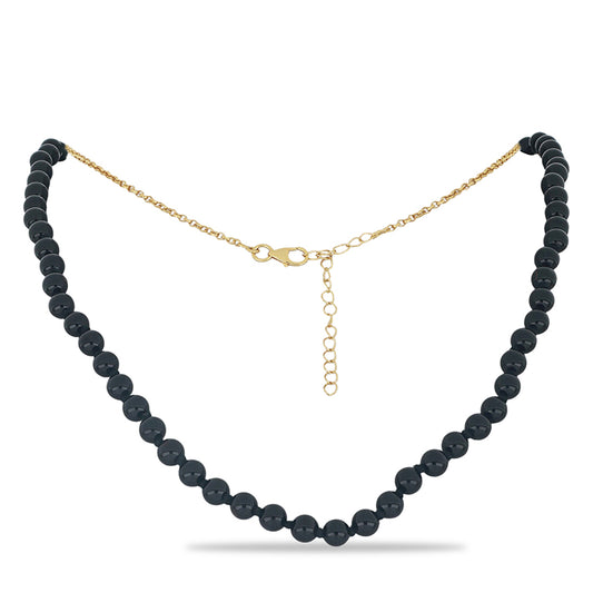 Arannyal Bevont Ezüst Nyaklánc Fekete Onixszal