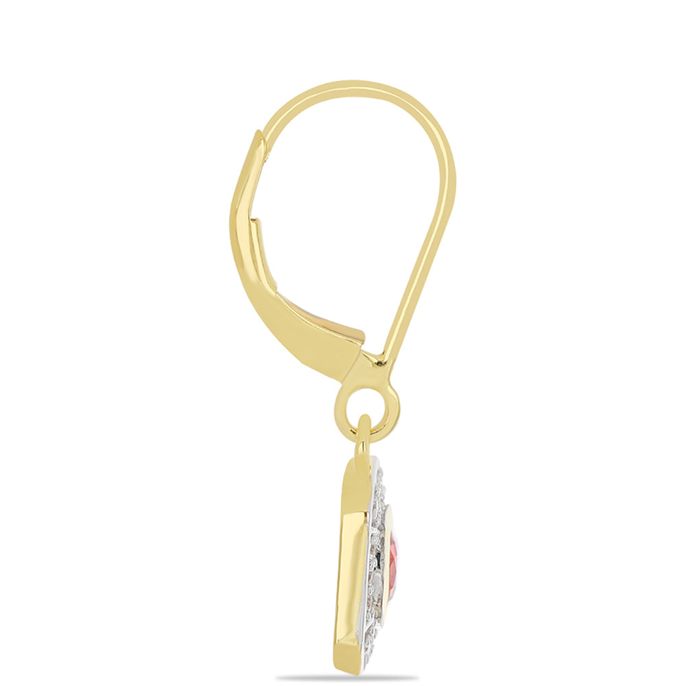 9 Karátos Arany Fülbevaló Vörös Zafírral és Természetes Fehér Cirkónnal