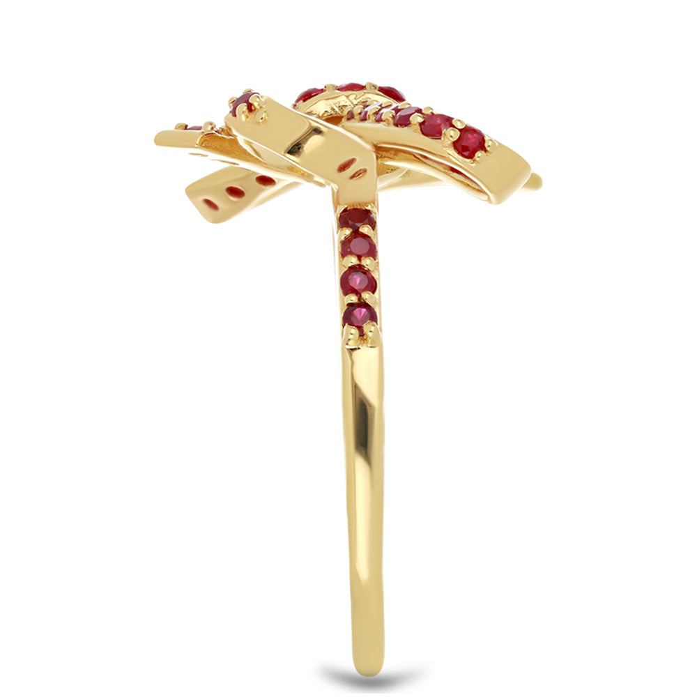 Arannyal Bevont Ezüst Gyűrű Madagaszkári Rubinnal