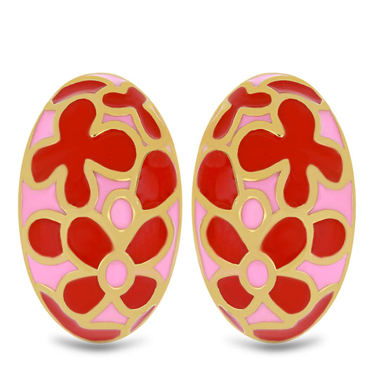 Arannyal Bevont Ezüst Fülbevaló Tűzzománccal