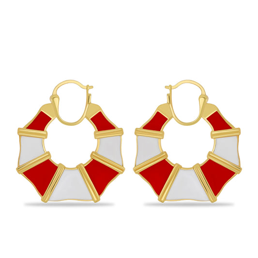 Arannyal Bevont Ezüst Fülbevaló Tűzzománccal