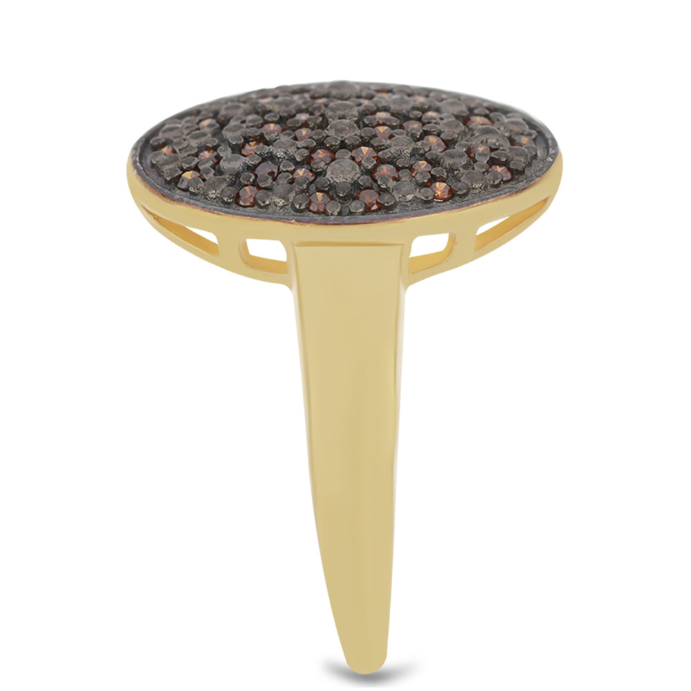 Arannyal Bevont Ezüst Gyűrű Vörös Gyémánttal