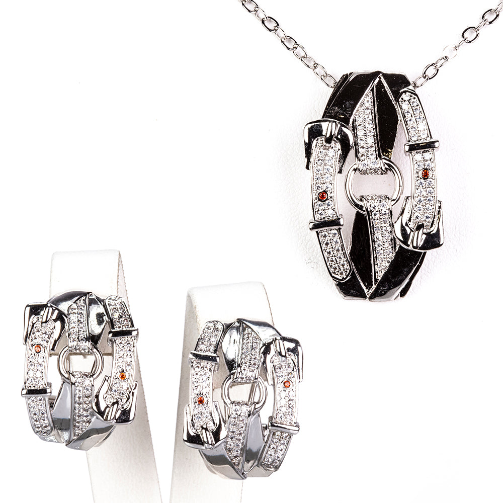 Arany tónusú Emporia Ötvözetű Szett Fehér Emporia® Kristállyal ( Nyaklánc+Fülbevaló+Medál ) 1 