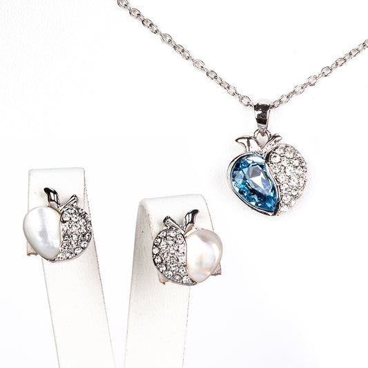 Arany tónusú Emporia Ötvözetű Szett Kék Emporia® Kristállyal ( Fülbevaló+Medál )
