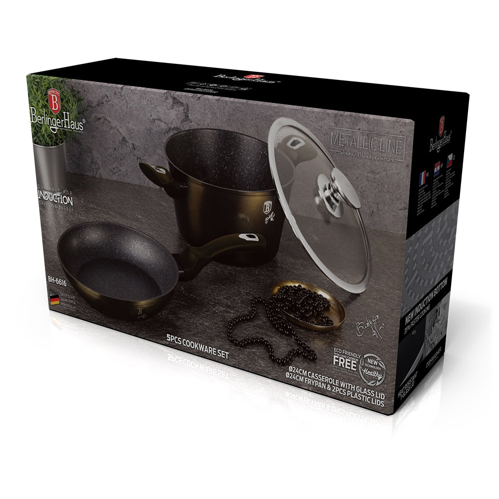 Berlinger Haus Metallic Line Shiny Black Edition 5 részes edénykészlet 5 