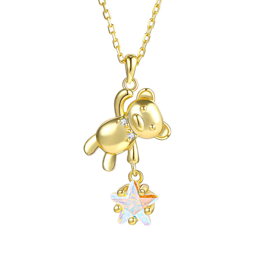 Arany tónusú Emporia Ötvözetű Nyaklánc Fehér Emporia® Kristállyal