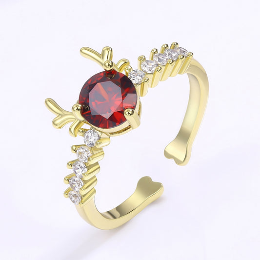 Arany tónusú Emporia Ötvözetű Gyűrű Vörös Emporia® Kristállyal és Fehér Emporia® Kristállyal