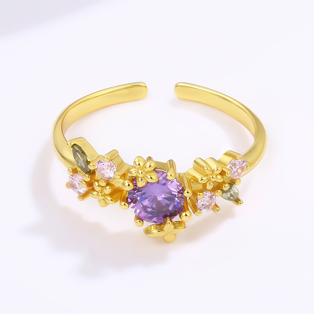 Arany tónusú Emporia Ötvözetű Gyűrű Lila Emporia® Kristállyal és Rózsaszínű Emporia® Kristállyal