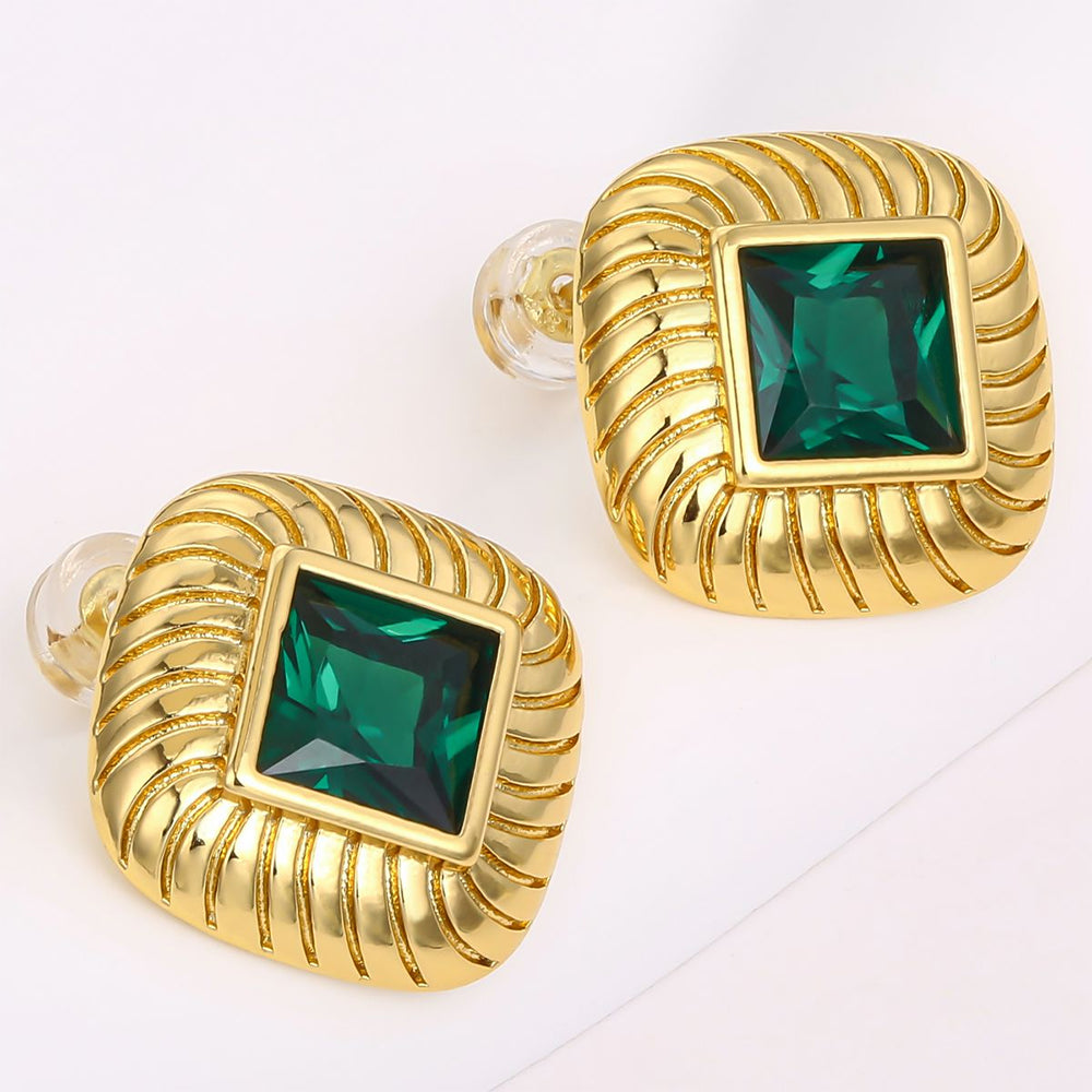 Arany tónusú Emporia Ötvözetű Fülbevaló Zöld Emporia® Kristállyal 1 