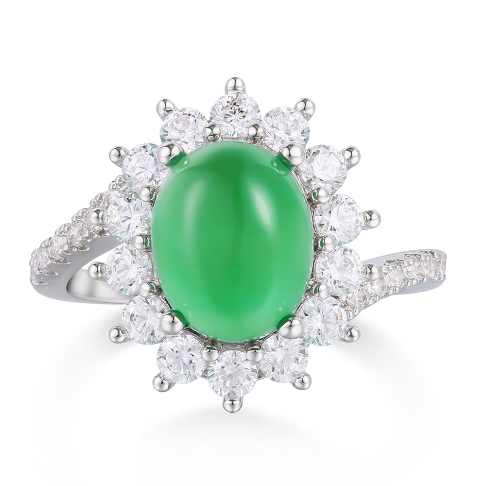 Arany tónusú Emporia Ötvözetű Gyűrű Zöld Emporia® Kristállyal és Fehér Emporia® Kristállyal