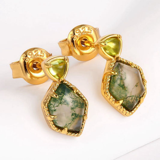 Arany tónusú Emporia Ötvözetű Fülbevaló Zöld Emporia® Kristállyal