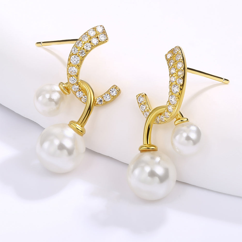 Arany tónusú Emporia Ötvözetű Fülbevaló Fehér Emporia® Kristállyal és Tűzzománccal 1 