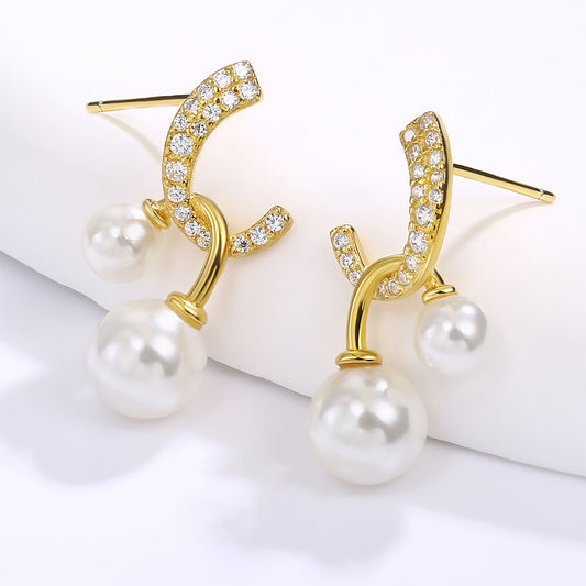 Arany tónusú Emporia Ötvözetű Fülbevaló Fehér Emporia® Kristállyal és Tűzzománccal