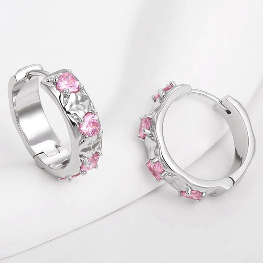 Arany tónusú Emporia Ötvözetű Fülbevaló Fehér Emporia® Kristállyal és Rózsaszínű Emporia® Kristállyal