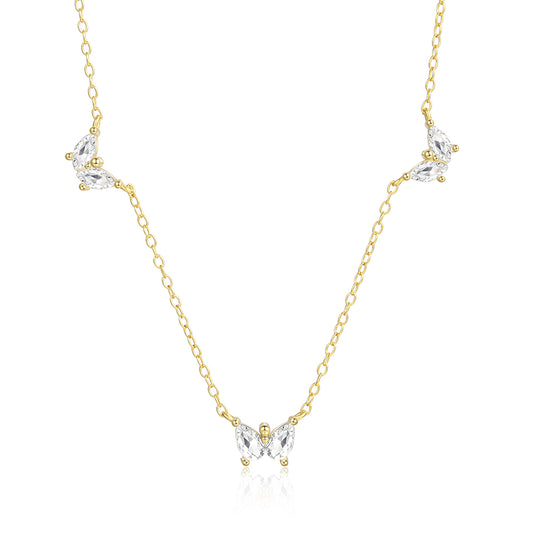 Arany tónusú Emporia Ötvözetű Nyaklánc Fehér Emporia® Kristállyal