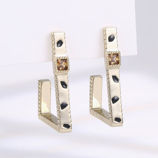 Arany tónusú Emporia Ötvözetű Fülbevaló Barna Emporia® Kristállyal