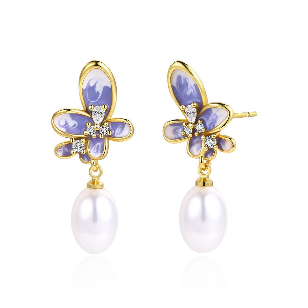 Arany tónusú Emporia Ötvözetű Fülbevaló Kék Emporia® Kristállyal 1 