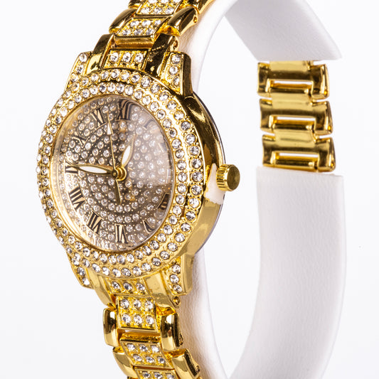 Arany tónusú Emporia Ötvözetű Szett Fehér Emporia® Kristállyal ( Nyaklánc+Fülbevaló+Karkötő+Gyűrű+Medál )