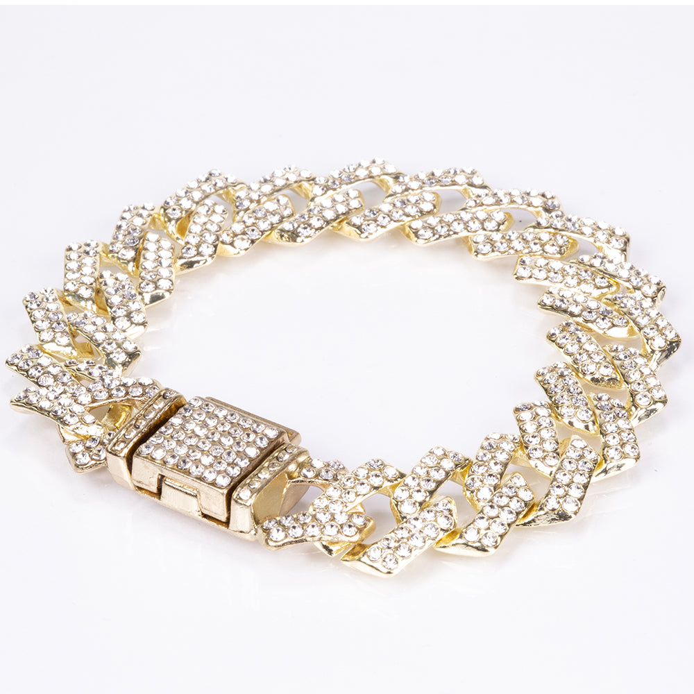 4 darabos, arany tónusú prémium minőségű Emporia ékszerszett, exkluzív bőrhatású díszdobozban (karórával, karkötővel, vastag nyaklánccal, és kereszt medálos nyaklánccal, fehér Emporia kristállyal) 5 