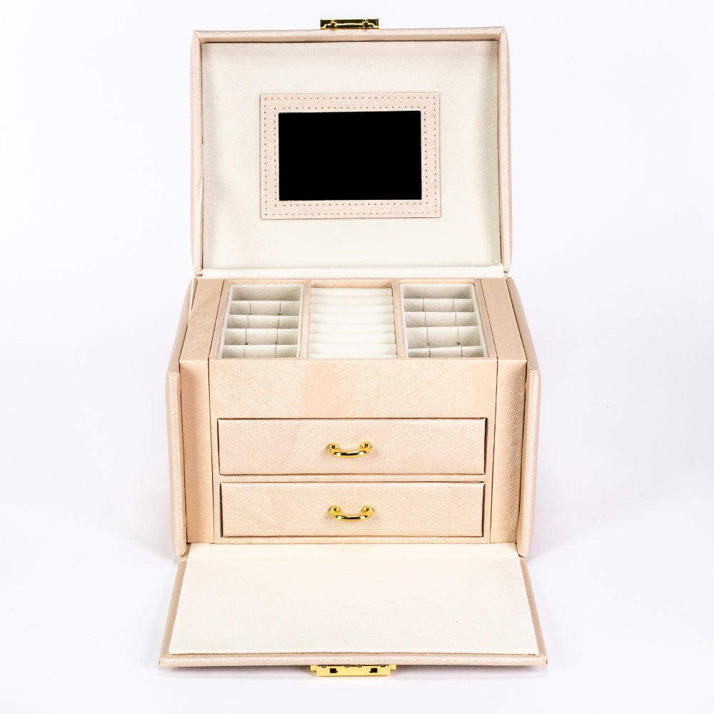 Jewelry Box, Size:12* 17,5* 13,5cm, Material: Inner(claimond veins) Outer(PU Leather); Color: white