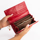 Női adatvédő pénztárca, kulcstartóval, piros és fekete színben