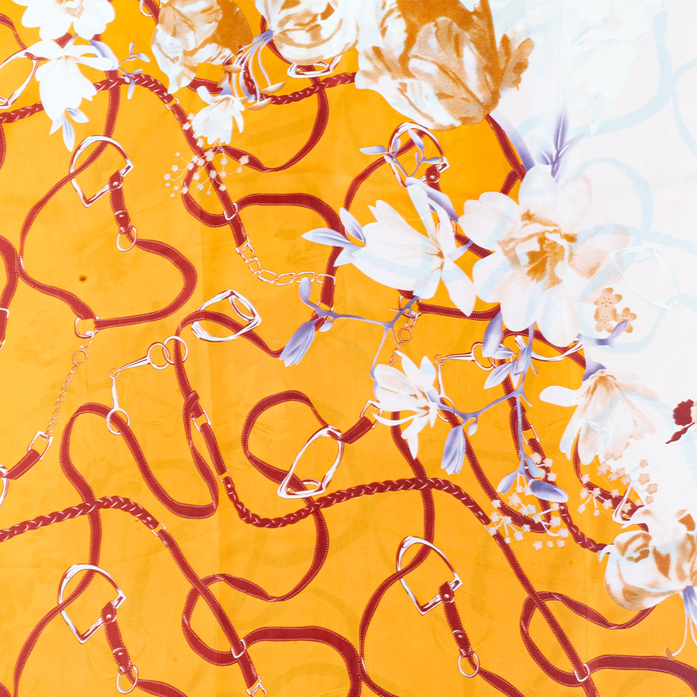 Virágos Ölelés Sál, 85 X 180 Cm, Narancs, 100% Vegán Selyem