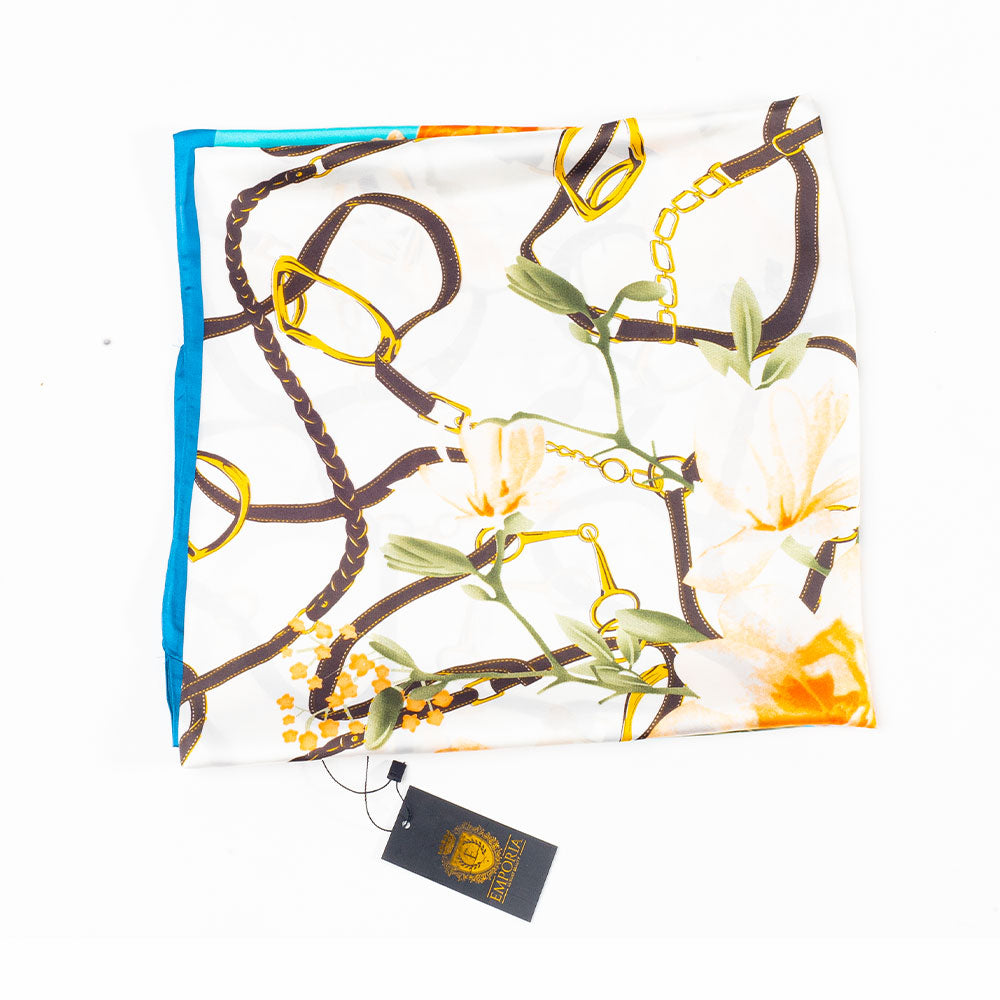 Virágos Ölelés Sál, 85 X 180 Cm, Világoskék, 100% Vegán Selyem 1 