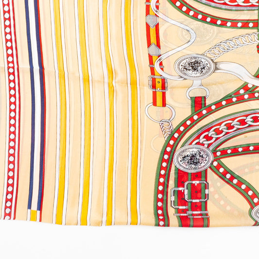 Luxus Láncmotívum Sál, 85 X 180 Cm, Krém, 100% Vegán Selyem