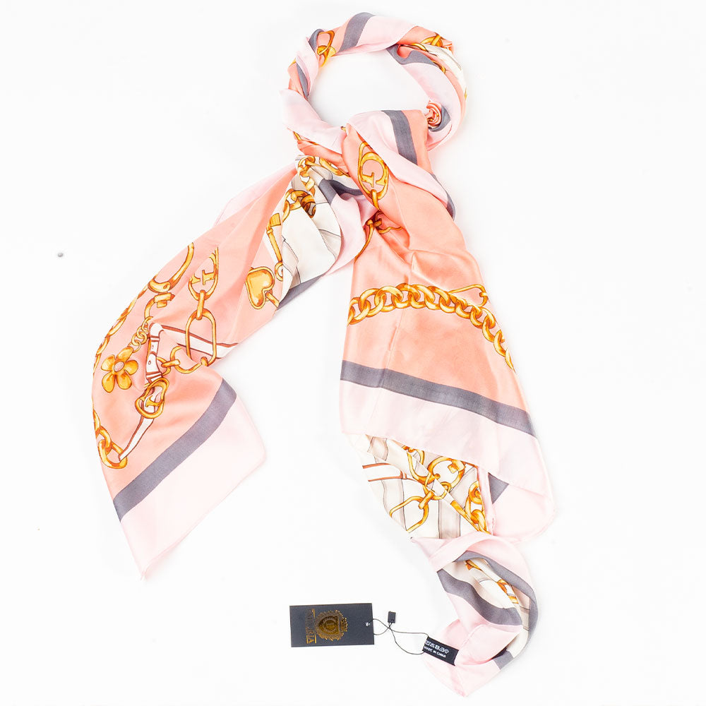Királyi Láncok Sál, 85 X 180 Cm, Rózsaszín, 100% Vegán Selyem 5 