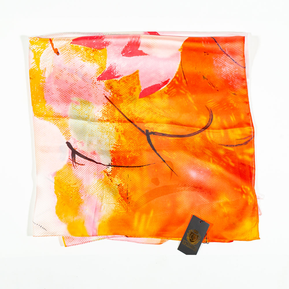 Éjjeli Lótusz Sál, 85 X 180 Cm, Narancs, 100% Vegán Selyem