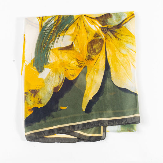 Liliomok Varázsa Sál, 85 X 180 Cm, Zöld, 100% Vegán Selyem