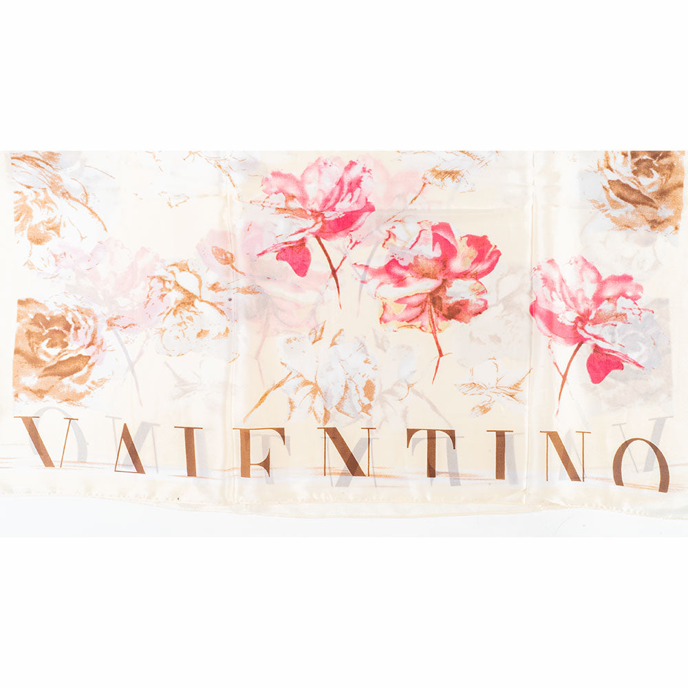 Virágok És Betűk Sál, 85 X 180 Cm, Fehér, 100% Vegán Selyem